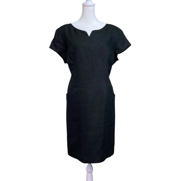 Talbots Black Irish Linen Shift Dress with Pockets Lined (Size 16P) - Picture 4 of 15